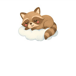 Свитшот хлопковый мужской Милый енот на облачке, цвет: белый — фото 2