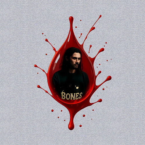 Мужской свитшот Bones в красной капле / Меланж – фото 3