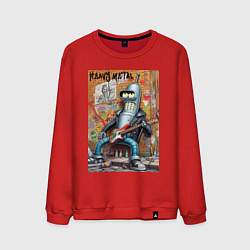 Свитшот хлопковый мужской Гитарист Бендер - тяжёлый рок, цвет: красный