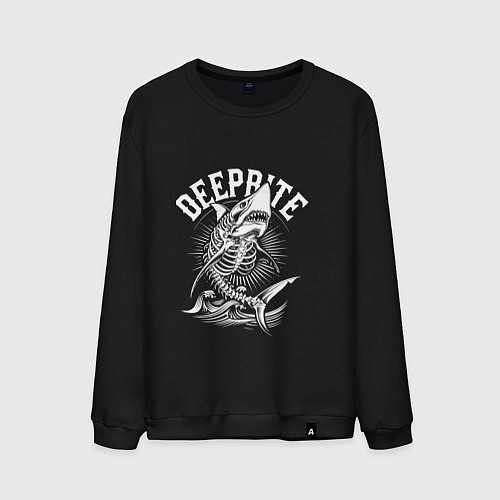 Мужской свитшот Рыбий скелет акулы / Черный – фото 1