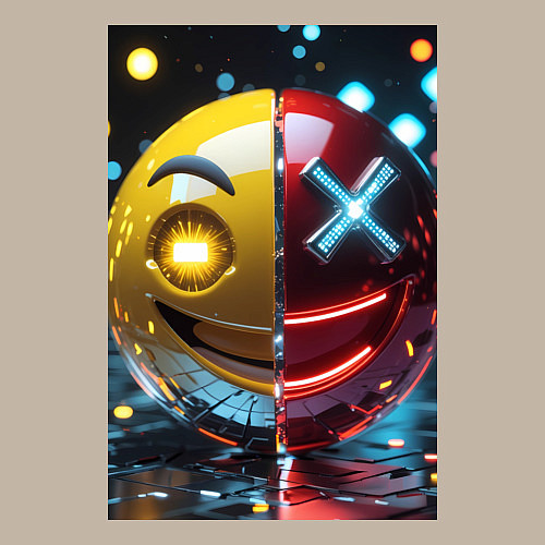 Мужской свитшот Смайлик твоего переменного настроения / Миндальный – фото 3