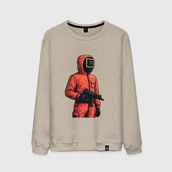 Мужской свитшот Игра в кальмара - страж с пулеметом