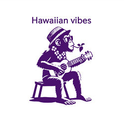 Свитшот хлопковый мужской Гавайский вайб-гитара, цвет: белый — фото 2