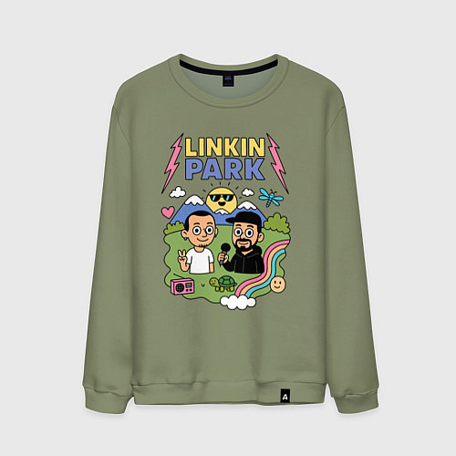 Мужской свитшот Линкин Парк, мультяшный стиль / Авокадо – фото 1
