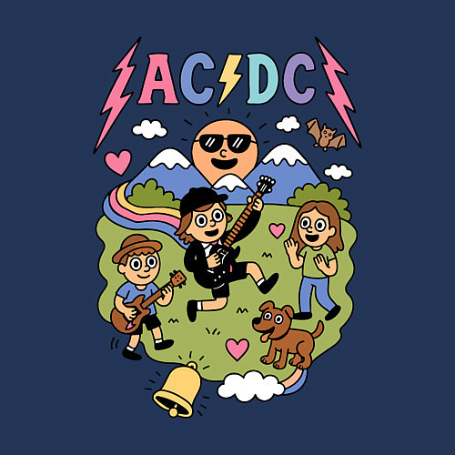 Мужской свитшот ACDC мультяшный стиль / Тёмно-синий – фото 3