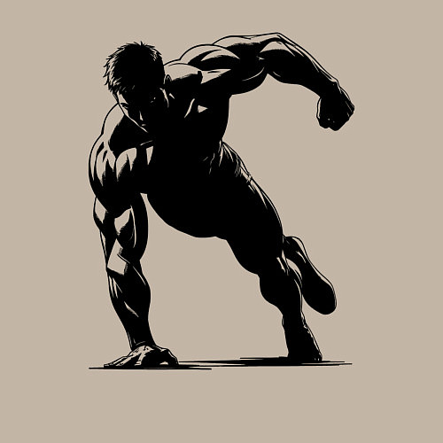 Мужской свитшот Отжимание на одной руке / Миндальный – фото 3