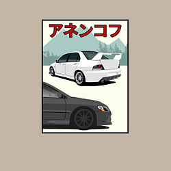 Свитшот хлопковый мужской Lancer Evolution IX Турбо Легенда JDM, цвет: миндальный — фото 2
