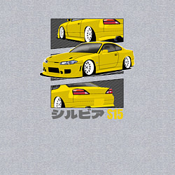 Свитшот хлопковый мужской Nissan Silvia S15 дрифт икона, цвет: меланж — фото 2