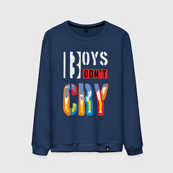 Свитшот хлопковый мужской Мужчины не плачут, цвет: тёмно-синий