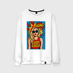 Свитшот хлопковый мужской Леди Гага в стиле комикса, цвет: белый