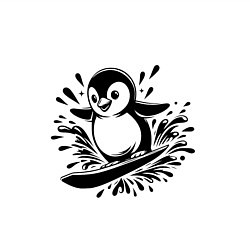 Свитшот хлопковый мужской Пингвин на доске для сёрфинга, цвет: белый — фото 2