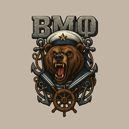 Мужской свитшот ВМФ медведь / Миндальный – фото 3