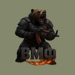 Свитшот хлопковый мужской ВМФ стреляющий медведь, цвет: авокадо — фото 2