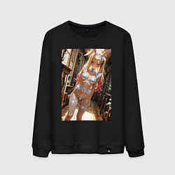 Свитшот хлопковый мужской Марин Китагава в откровенном наряде кролика-горнич, цвет: черный