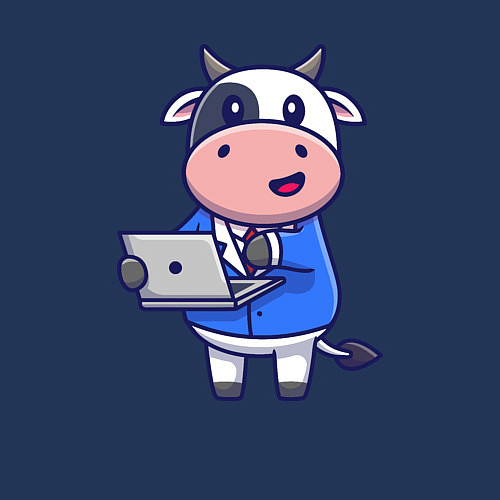 Мужской свитшот Коровка с ноутбуком / Тёмно-синий – фото 3