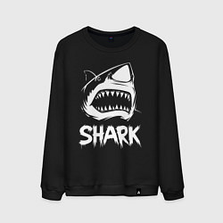 Свитшот хлопковый мужской Агрессивная пасть акулы, цвет: черный