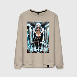 Свитшот хлопковый мужской Черная кошка в сейфе банка, цвет: миндальный