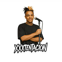 Свитшот хлопковый мужской XXXTentacion довольный у микрофона, цвет: белый — фото 2