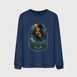 Свитшот хлопковый мужской XXXTentacion внутри облаков, цвет: тёмно-синий