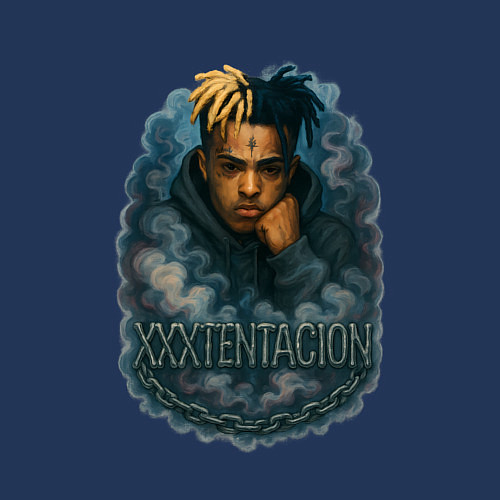 Мужской свитшот XXXTentacion внутри облаков / Тёмно-синий – фото 3