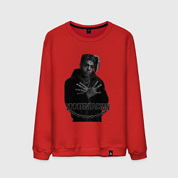 Свитшот хлопковый мужской XXXTentacion в черно-белом стиле, цвет: красный