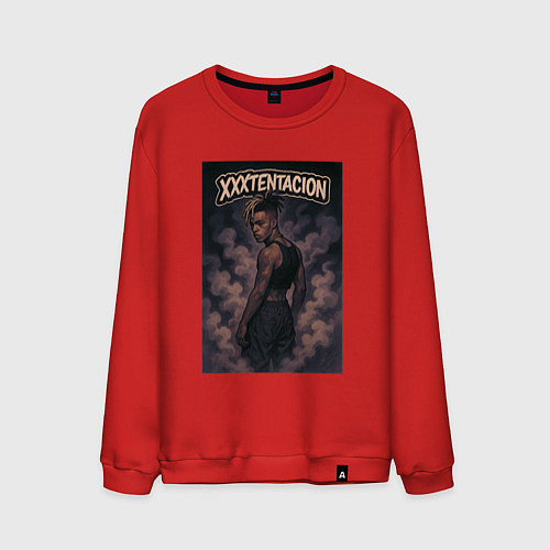 Мужской свитшот XXXTentacion в дыму / Красный – фото 1