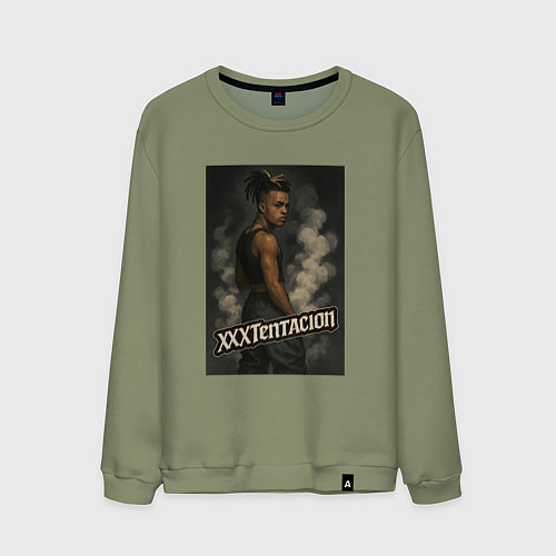 Мужской свитшот XXXTentacion и облака дыма / Авокадо – фото 1