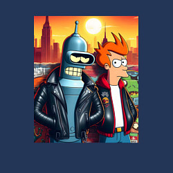 Свитшот хлопковый мужской Фрай и Бендер жители Нью-Йорка, цвет: тёмно-синий — фото 2