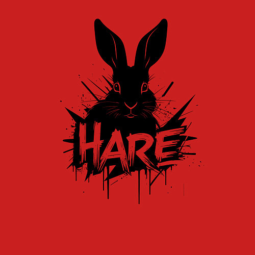 Мужской свитшот Черное граффити заяц / Красный – фото 3
