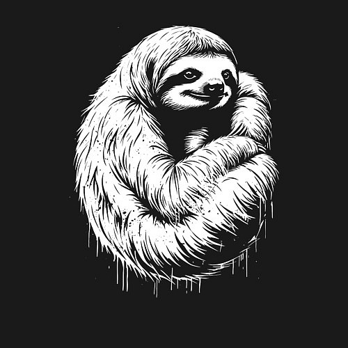 Мужской свитшот Ленивец белой краской / Черный – фото 3