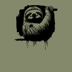 Свитшот хлопковый мужской Ленивец в черном штрихе, цвет: авокадо — фото 2