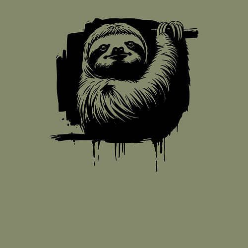 Мужской свитшот Ленивец в черном штрихе / Авокадо – фото 3