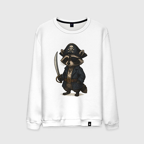 Мужской свитшот Енот пират / Белый – фото 1