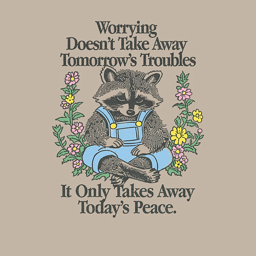 Мужской свитшот Спокойный Енот / Миндальный – фото 3