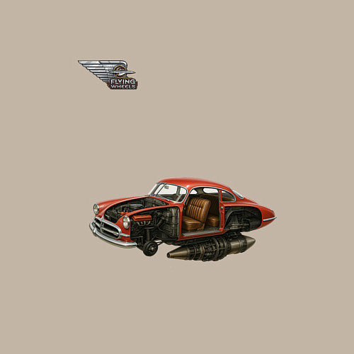 Мужской свитшот Летающая машина, ретрофутуризм / Миндальный – фото 3