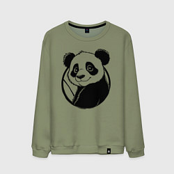 Свитшот хлопковый мужской Панда в круге, цвет: авокадо