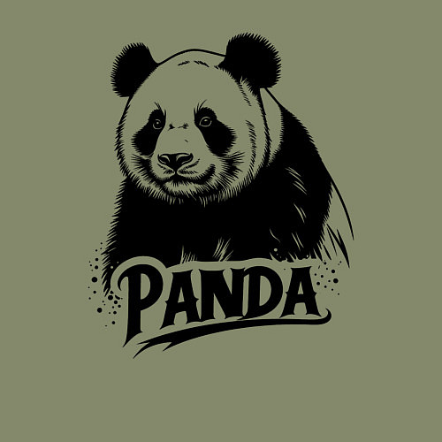 Мужской свитшот Панда черной краской / Авокадо – фото 3