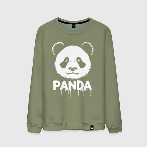 Мужской свитшот Панда белой краской / Авокадо – фото 1