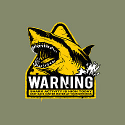 Свитшот хлопковый мужской Предупреждающий знак - опасно акулы, цвет: авокадо — фото 2