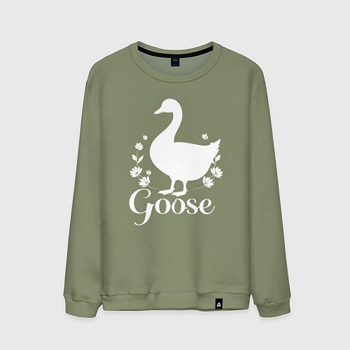 Мужской свитшот Гусь в цветах / Авокадо – фото 1