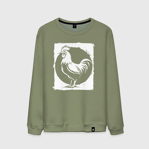 Мужской свитшот Курица белое граффити / Авокадо – фото 1