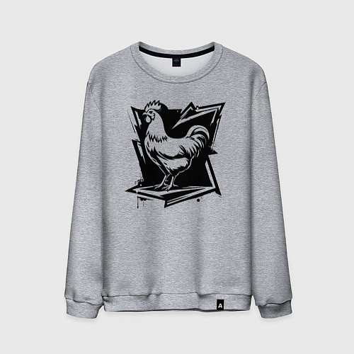 Мужской свитшот Крутое граффити с курицей / Меланж – фото 1