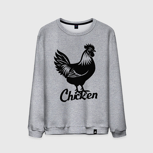 Мужской свитшот Черная курица с надписью / Меланж – фото 1