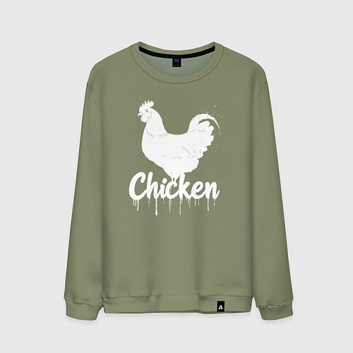 Мужской свитшот Курица в стиле белое граффити / Авокадо – фото 1