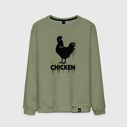 Свитшот хлопковый мужской Курица в стиле черное граффити, цвет: авокадо
