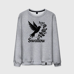 Свитшот хлопковый мужской Ласточка среди роз, цвет: меланж