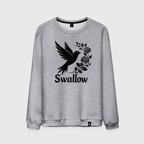Мужской свитшот Ласточка среди роз / Меланж – фото 1
