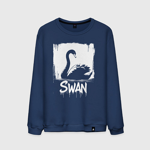 Мужской свитшот Лебедь в стиле граффити / Тёмно-синий – фото 1
