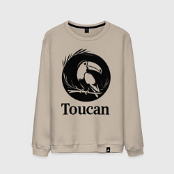 Свитшот хлопковый мужской Тукан в круге, цвет: миндальный
