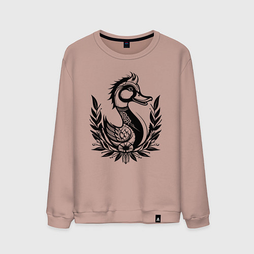 Мужской свитшот Утка в кельтских узорах / Пыльно-розовый – фото 1